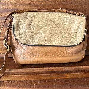 FOSSIL Two-Tone Leather Shoulder Bag